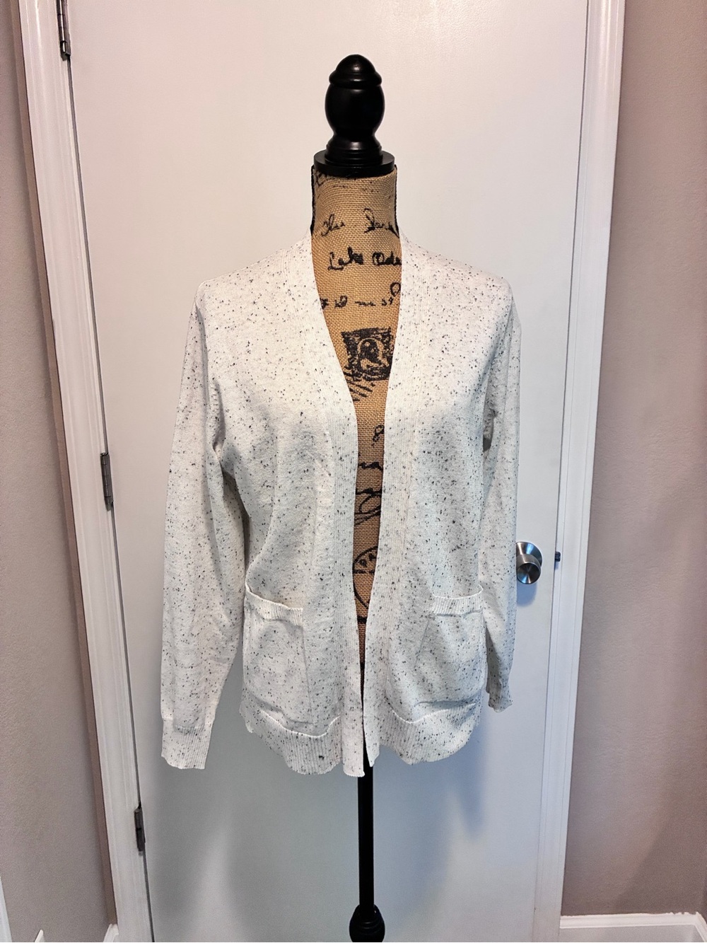 Verve Ami Cream Speckled Open Front Cardigan